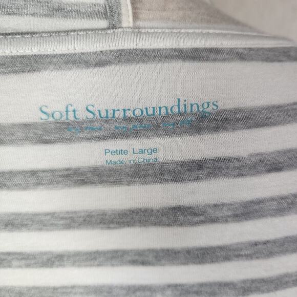 Soft Surroundings Open Front Cardigan PL Pastel Striped Beach Lagenlook - Picture 6 of 9